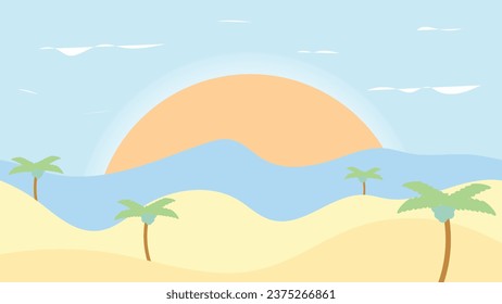 Sonnenaufgang am Strand und Kokospalmen