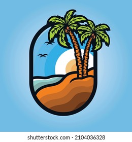 imagen vectorial de la salida del sol en la playa