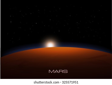 Sunrise on Mars with stars. 