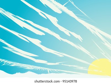sunrise on ocean. vector illustration.