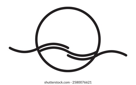 Sunrise on the sea. Horizon. Linear art. Vector. Illustration