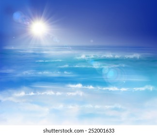 Sunrise on the sea. Vector Illustration.