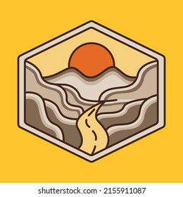 Sunrise on the top mountain graphic illustration vector art t-shirt design