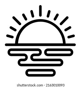 Sunrise In Outline Icon. Sunny, Summer, Sunset, Sunshine, Beach, Holiday