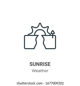 Sunrise outline vector icon. Thin line black sunrise icon, flat vector simple element illustration from editable weather concept isolated stroke on white background