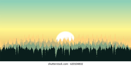 Sunrise over the forest vector illustration
minimalism