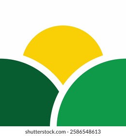 Sunrise over green forest geometry