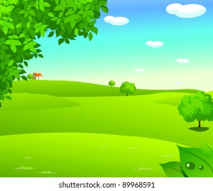 Sunrise over a green landscape