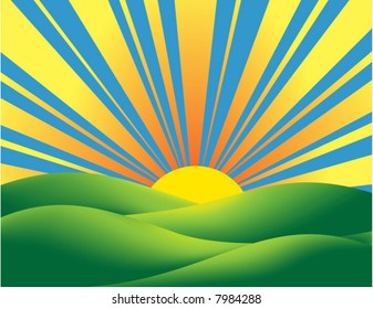 Sunrise over hills