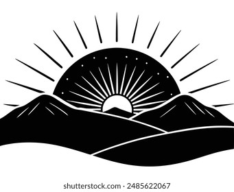 Sunrise Over Hills Dawn Silhouette