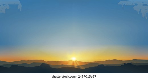 Sunrise over mountain with clear colorful sky
