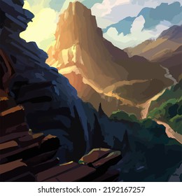 Sonnenaufgang über der Berglandschaft 