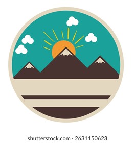 Sunrise Over Mountain Peaks Peaceful Horizon Calm Scenic Landscape. VECTOR ILLUSTRATOR