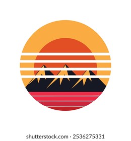 sunrise over Mountain t-shirt vector illustration