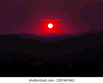 sunrise over the mountains vector art