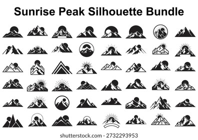 Sunrise peak silhouette bundle isolated on white background