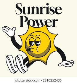 Sunrise Power With Sun Groovy Character design