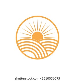sunrise rays hot logo design concept idea