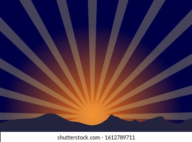 Sunrise Rays In The Mountain Background View