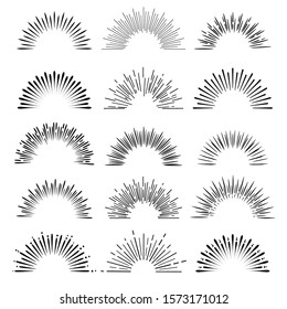 Sunrise Rays and sunburst lights set. Vector illustration.