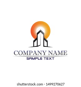 sunrise Real estate and home buildings logo icons template
