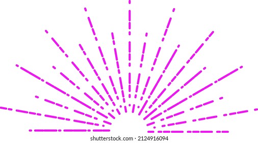 Sunrise in retro style. Radial sun rays in semi circle