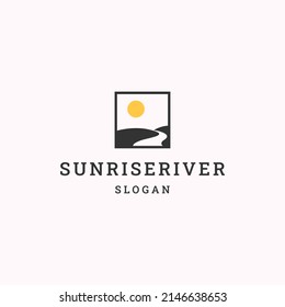 Sunrise river logo icon flat design template
