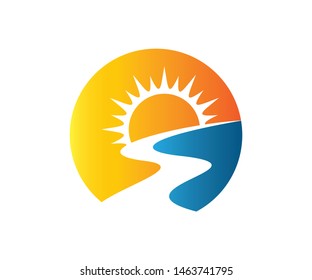 Sunrise River Logo Template vector logo and symbols