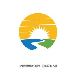 Sunrise River Logo Template vector logo and symbols