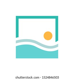 Sunrise with sea shape vector icon design
