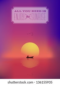 Sunrise seascape vector picture