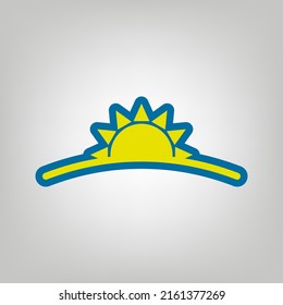 Sunrise sign. Icon in colors of Ukraine flag (yellow, blue) at gray Background. Illustration.