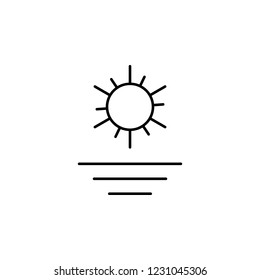 Sunrise sign icon. Outline icon isolated on white background. Sunrise sign Silhouette. Web site, page and mobile app design vector element.