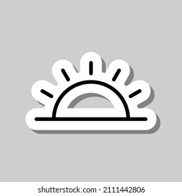 Sunrise simple icon. Flat desing. Sticker with shadow on gray background.ai