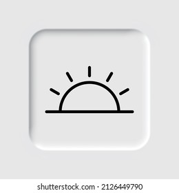 Sunrise simple icon. Flat desing. Neumorphism design.ai