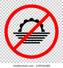 sunrise. simple weather icon. Not allowed, black object in red warning sign with transparent background