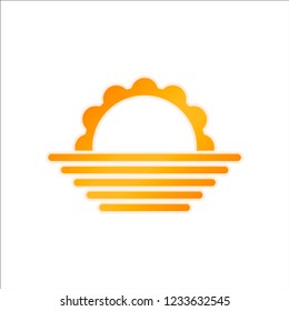 sunrise. simple weather icon. Orange sign with low light on white background