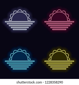 sunrise. simple weather icon. Set of fashion neon sign. Casino style on dark background. Seamless pattern