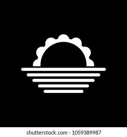 sunrise. simple weather icon. White icon on black background. Inversion