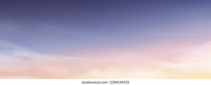 Sunrise Sky Background,Horizon Sunset Sky,Cloud with Orange,Yellow,Purple over Sea Beach,Vector Panoramic Summer Banner Beautiful in Nature Romantic Sky in Evening