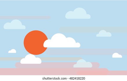 sunrise sky or sunset, vector illustration