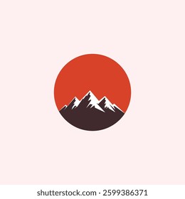 Sunrise Snow Mountain Adventure Wear Vector Logo Template. Mountain Logo Badges.