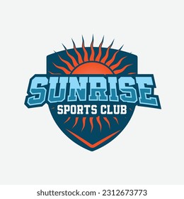 Sunrise sports club logo concept , sports club and team logo template, editable text, modern logo design	