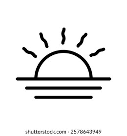 Sunrise sun sun logo vector horizon sun shine sun light symbol  vector illustration, pictogram isolated on white background. color editable
