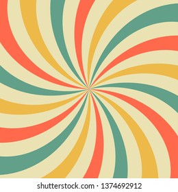 Sunrise sun rays in retro starburst style spiraling. Background template for circus posters. flat vector illustration.