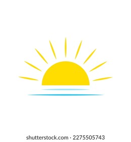 Sonnenaufgang Sonne Fluss für Konzept-Design. Vektorgrafik.