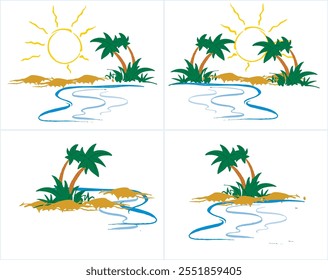 Sunrise and Sun said 4 illustration Styles