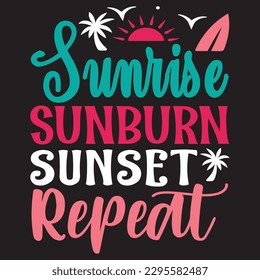 Sunrise Sunburn Sunset Repeat SVG Design Vector File.