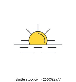 Sunrise, sunset icon in color icon, isolated on white background 