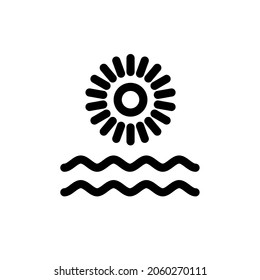Sunrise or sunset icon, editable stroke vector